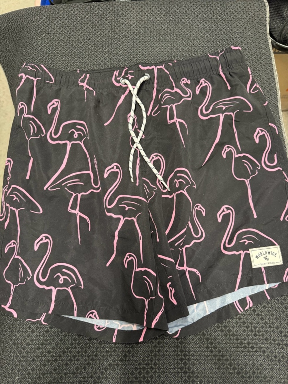 Men's Black Flamingo Print Swim Shorts - Brand